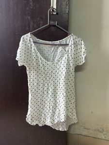 White Polka Dot Casual Top
