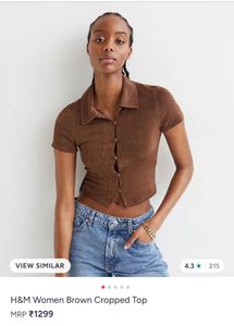 Brown Button-Up Cropped Top