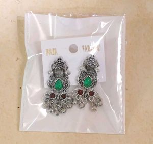 Oxidized Silver Ethnic Earrings