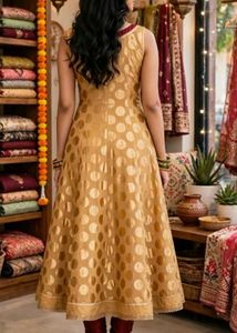 Golden Polka Dot Anarkali Gown