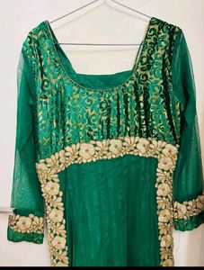 Green anarkali kurta set (festive)