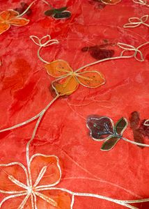 Premium Red Floral Embroidered Soft Net Fabric | D