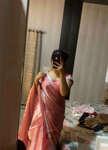 Elegant Pink Organza Saree