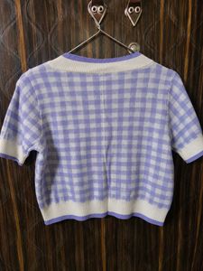 Cute Gingham Cropped Cardigan