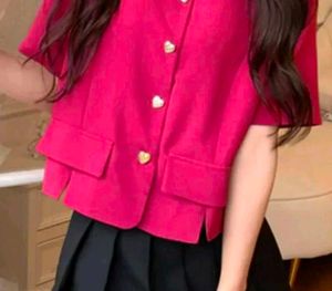 Pink Heart Button Blazer