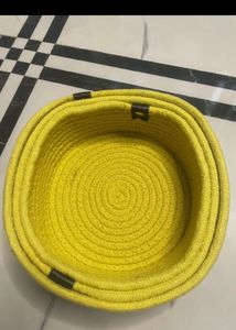 Set of 3 Yellow Rope Storage Baskets