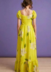 Vibrant Yellow Floral Maxi Dress