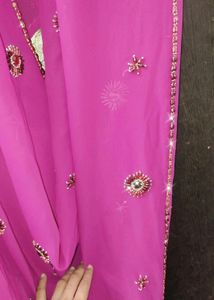 Price Drop 💥 Magenta Saree With Heavy Stone Work!