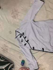 Light Blue Mandarin Collar Chinese top