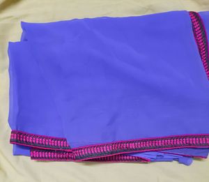Georgette Blue Saree with Magenta Border