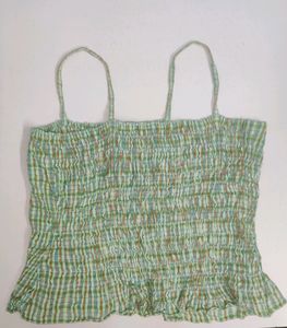 H&amp;M Crop Top Smocked Colourful Strechy