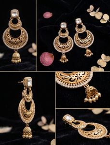 Long Golden and white diamond earrings