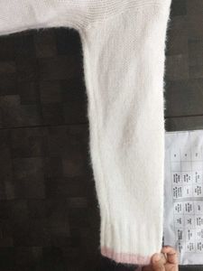 Cozy White Knit Sweater high neck
