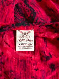 I Red Floral Print Button-Up Tunic