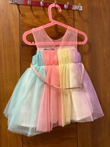 Rainbow Tulle Dress with Bows