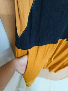Mustard Two-Tone Casual Dress