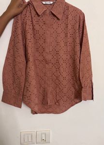 Chic Eyelet Button-Up Blouse