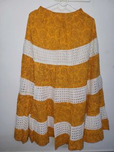 Bohemian Yellow Floral Eyelet Skirt (free size)