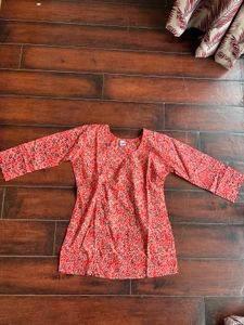 Vibrant Red Printed Corset Kurta