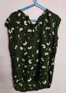 Olive Green Floral Tunic Top