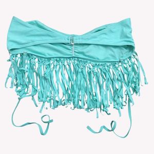Teal Fringed Bikini Top