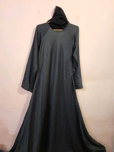 Stylish Geometric Print Pattern Satin Abaya