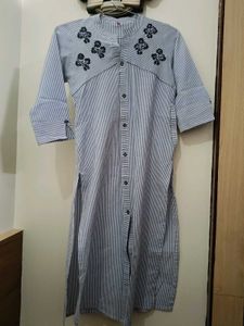 Striped Embroidered Kurti