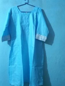 Light Blue Kurti with Lace Detail