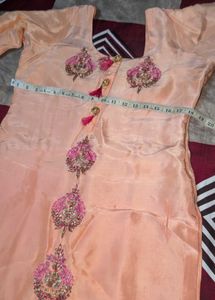 Peach Embroidered Kurta Set