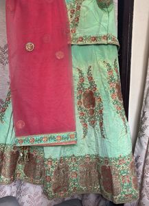 Beautiful Embellished Teal Lehenga Skirt