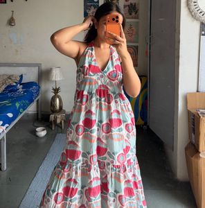 Boho Floral Halter Neck Dress