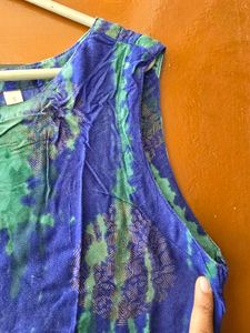 Vibrant Blue &amp; Green Ethnic Kurta