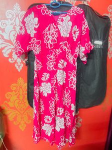 Pink Floral Print Dress