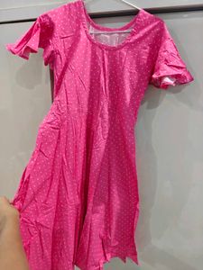 Pink Polka Dot Midi Dress