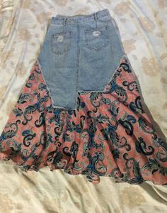 Boho Patchwork Denim Maxi Skirt