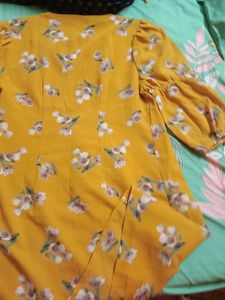 Mustard Yellow Floral Print Top