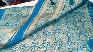 Elegant Teal cotton Silk Saree