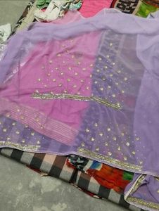 Embroidered Lavender Saree(no bargain)