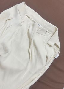 Elegant Cream Wide Leg Pants with Belt