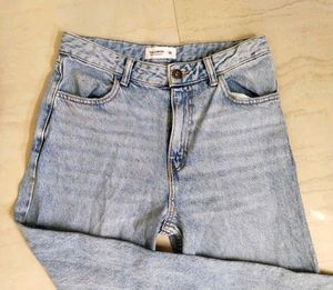 pull&amp;bear Light Wash Wide Leg Jeans