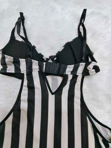 Striped babydoll chemise/mini slip