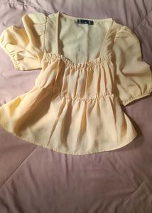 coquette butter yellow ruffle top