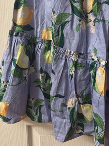 Tiered Lemon Print Midi Skirt