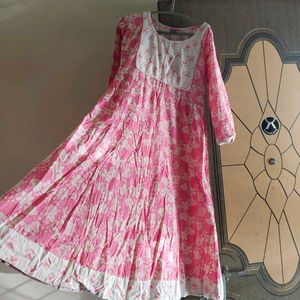 Pink Floral Anarkali Set