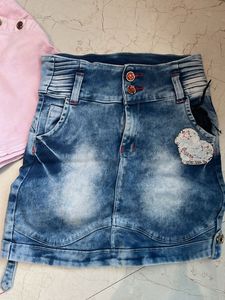 Cute Denim &amp; Pink Skirts (2 pcs)