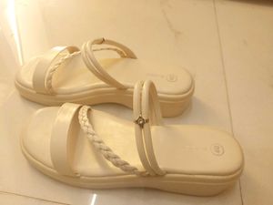 Cream Braided Strap Sandals
