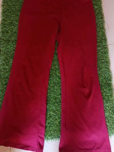 Maroon Bell Bottom Pants women