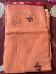 Peach work Georgette Saree