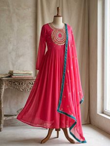 Vibrant Pink Embroidered Kurta Set