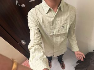 The bear house Light Green Striped Casual Shirt